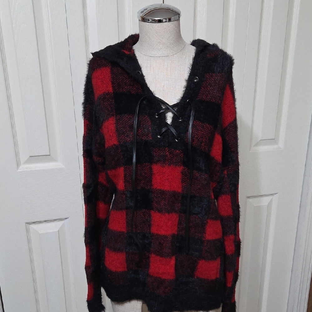 Rock & Republic Red and Black Checkered Hoodie